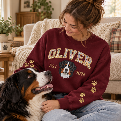Custom Floral Letter Pet Portrait Sweatshirt