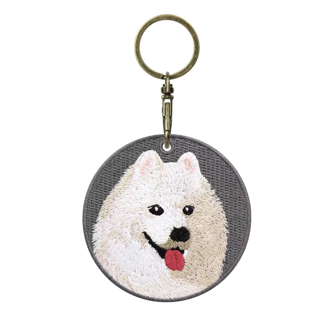 Personalized Custom Embroidered Pet Portrait Keychain