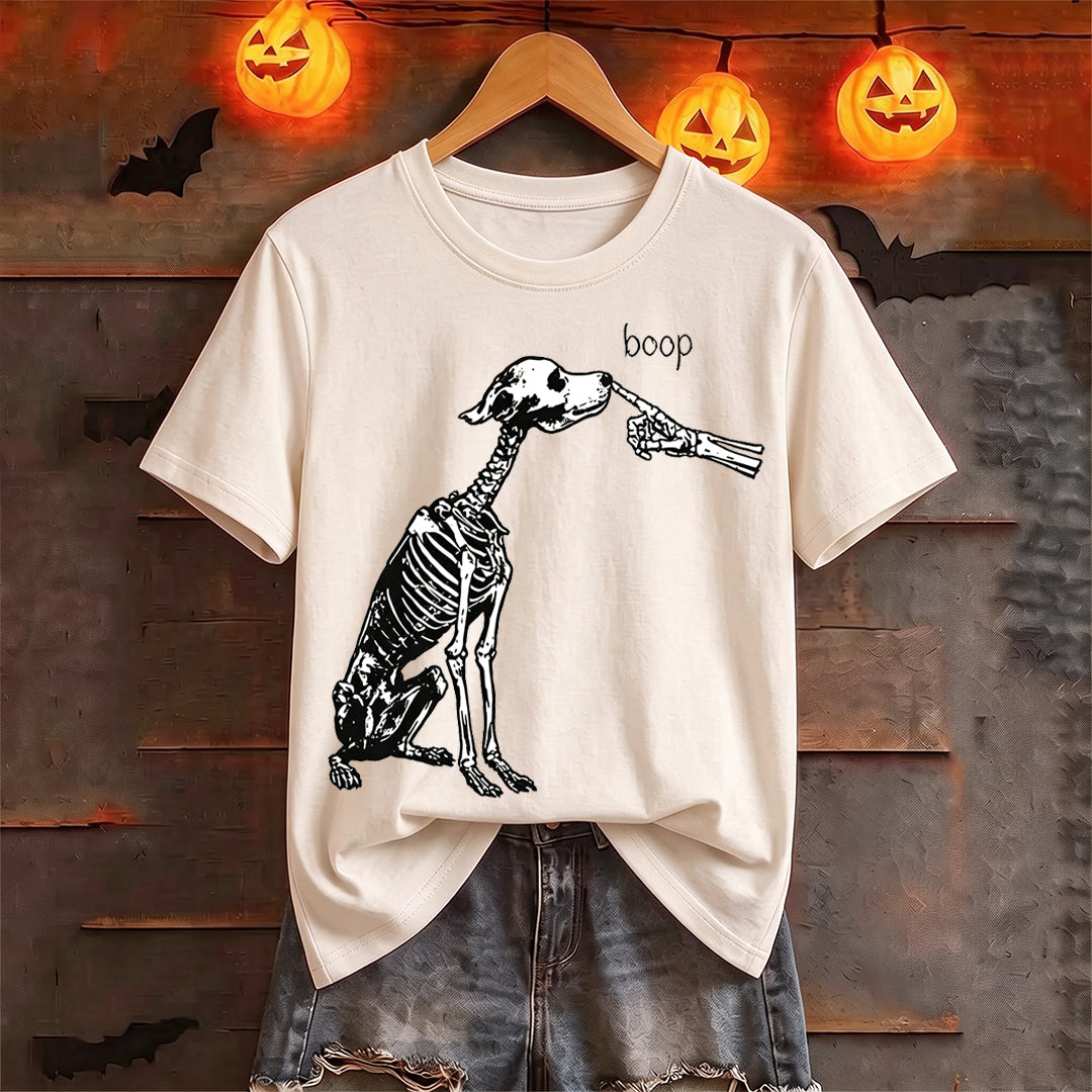 Puptailor Personalized Halloween Skeleton Dog Boop Graphic T‑Shirt