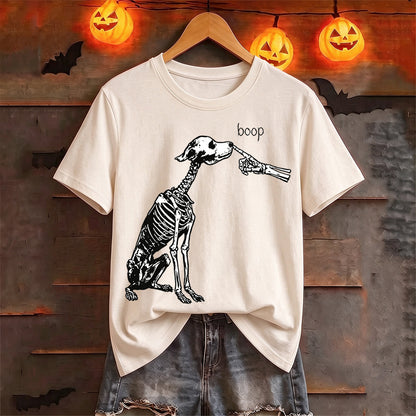 Puptailor Personalized Halloween Skeleton Dog Boop Graphic T‑Shirt