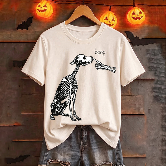 Puptailor Personalized Halloween Skeleton Dog Boop Graphic T‑Shirt