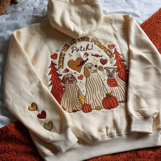 Puptailor Meet Me At The Pumpkin Patch Embroidered Hoodie