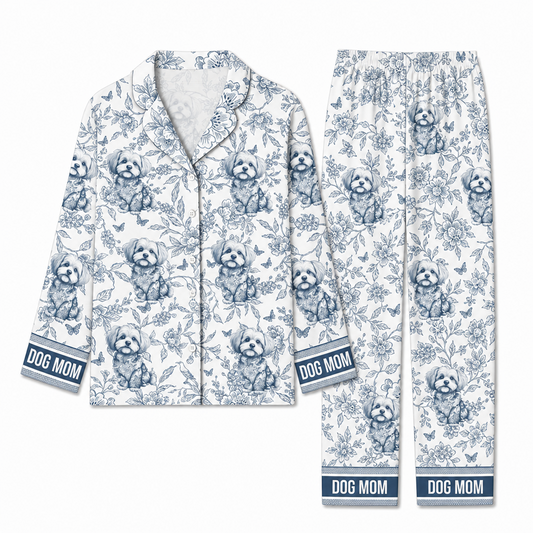 Personalized Dog Mom Toile Pajama Set