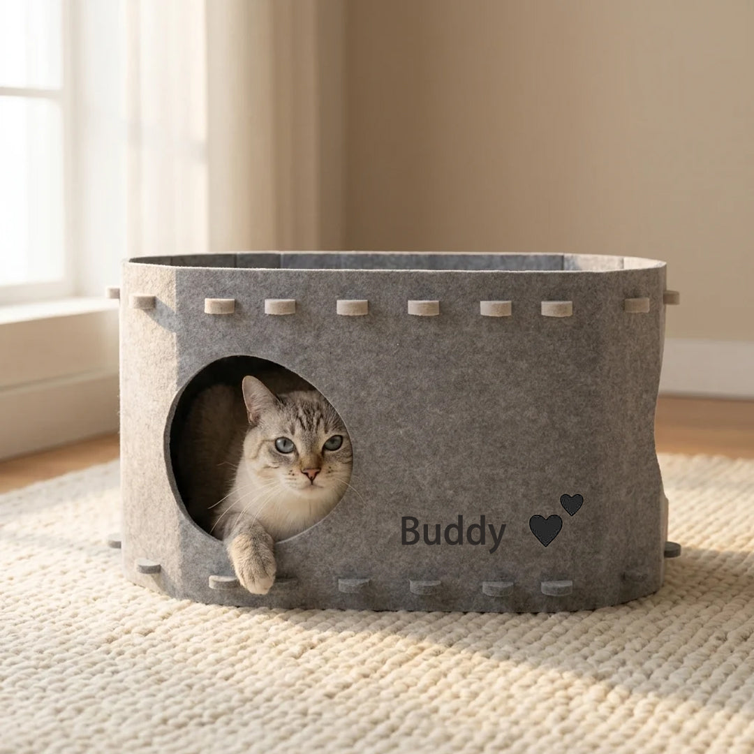 Personalized Felt Cat Cave Bed