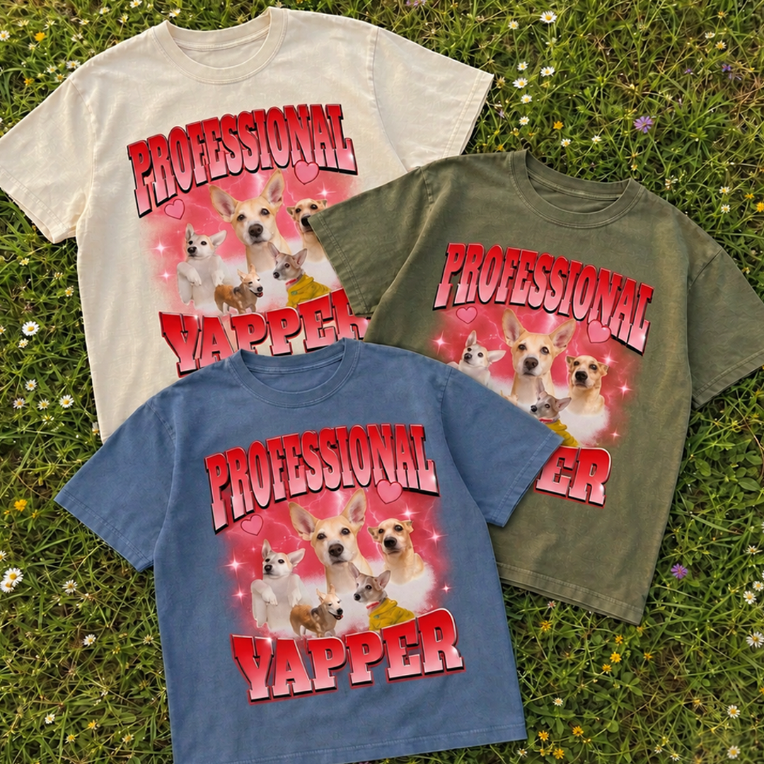 Custom Professional Yapper Pet Portrait Washed T-Shirt