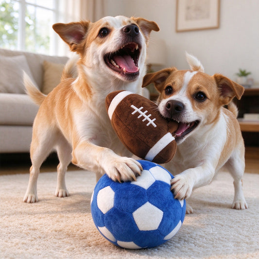 Football Squeaky Plush Dog Toy