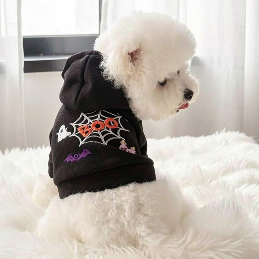 Puptailor Embroidered Spider Web & Pumpki Pet Hoodie