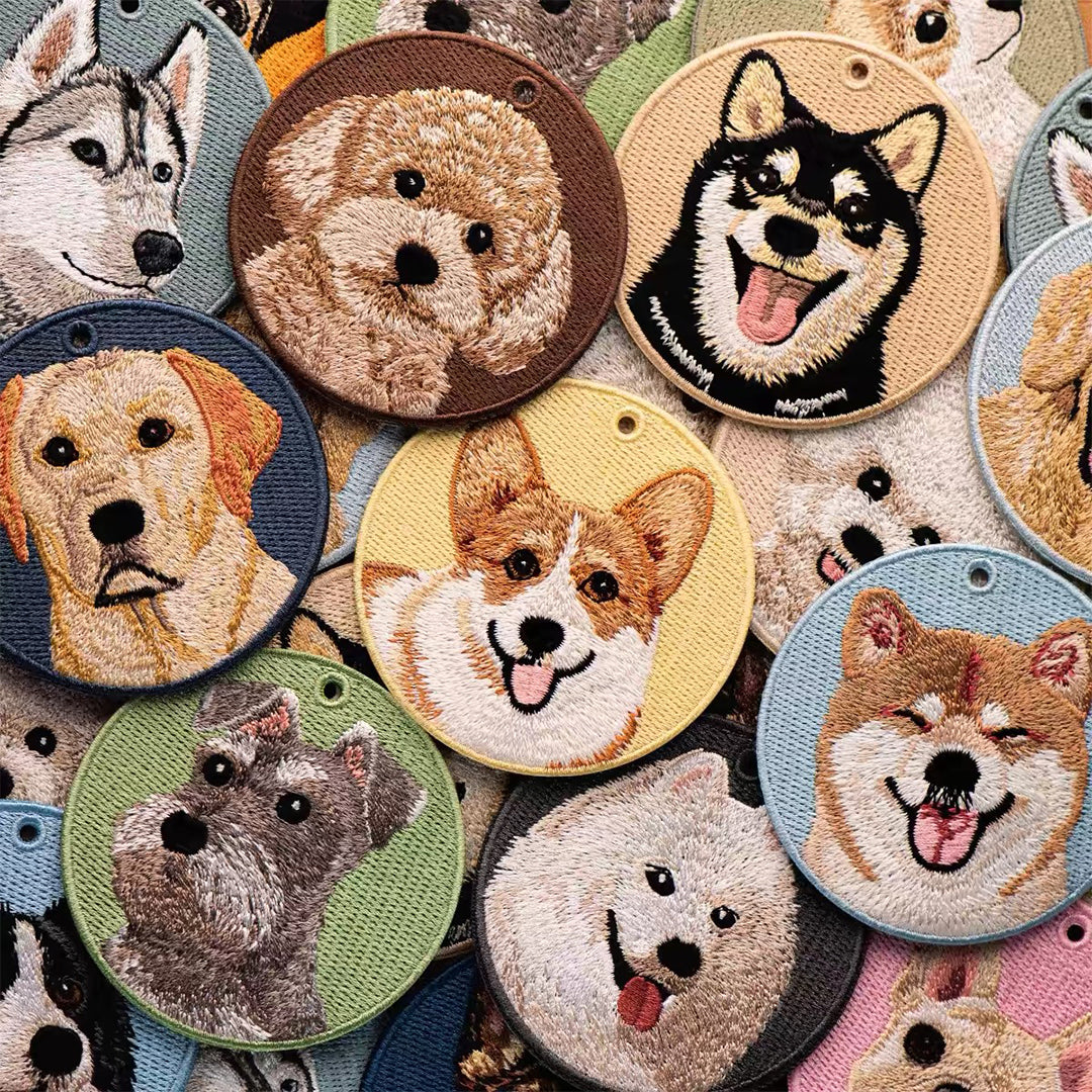 Personalized Custom Embroidered Pet Portrait Keychain