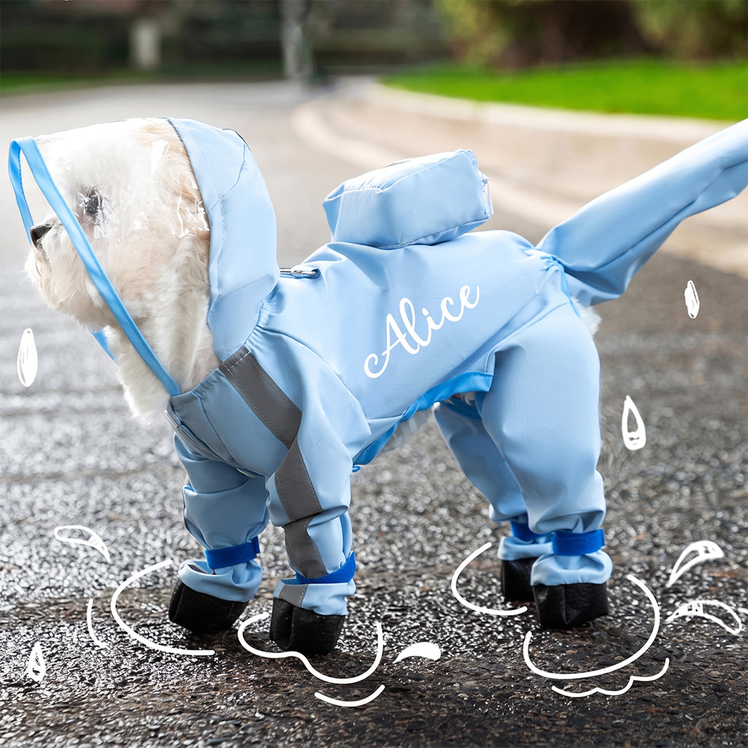 Personalized Small Dog Raincoat & Rain Shoes Set