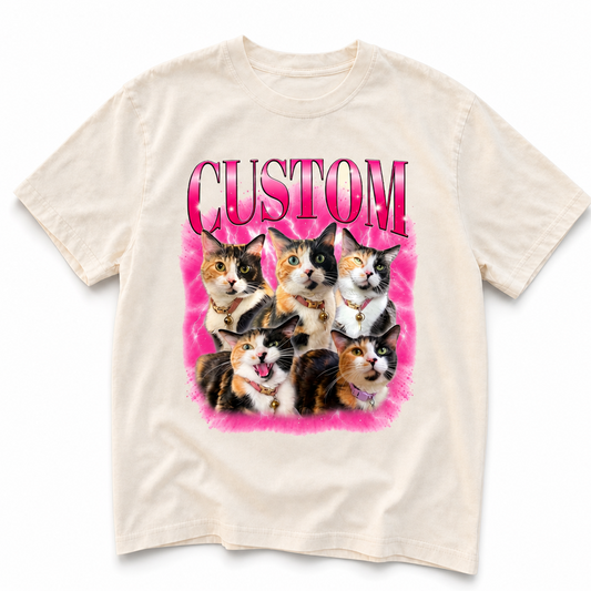 Custom Big Name Pet Portrait Washed T-Shirt