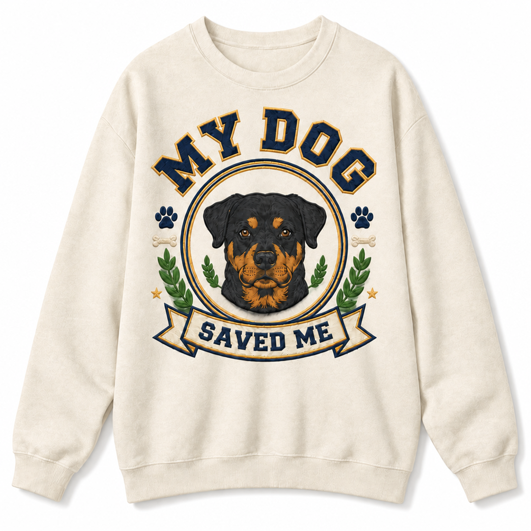 Personalized My Dog Saved Me Embroidered Sweatshirt