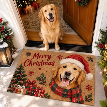Custom Pet Portrait Christmas Doormat