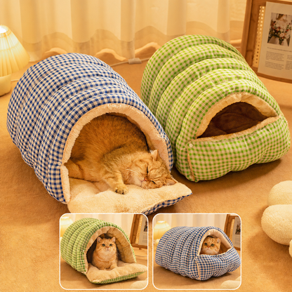 Puptailor Personalized Plush Warm Pet Cave Bed-Detachable Cozy Pet House for Cats Small Dogs