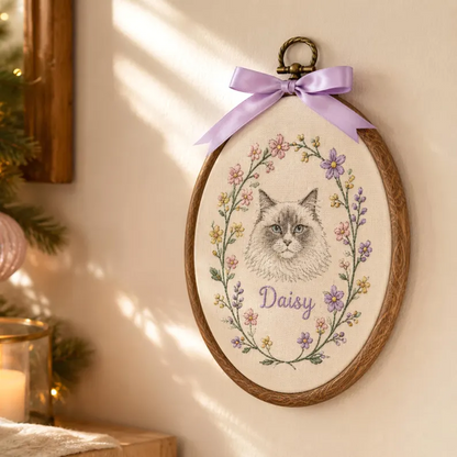 Custom Floral Wreath Pet Portrait Ornament