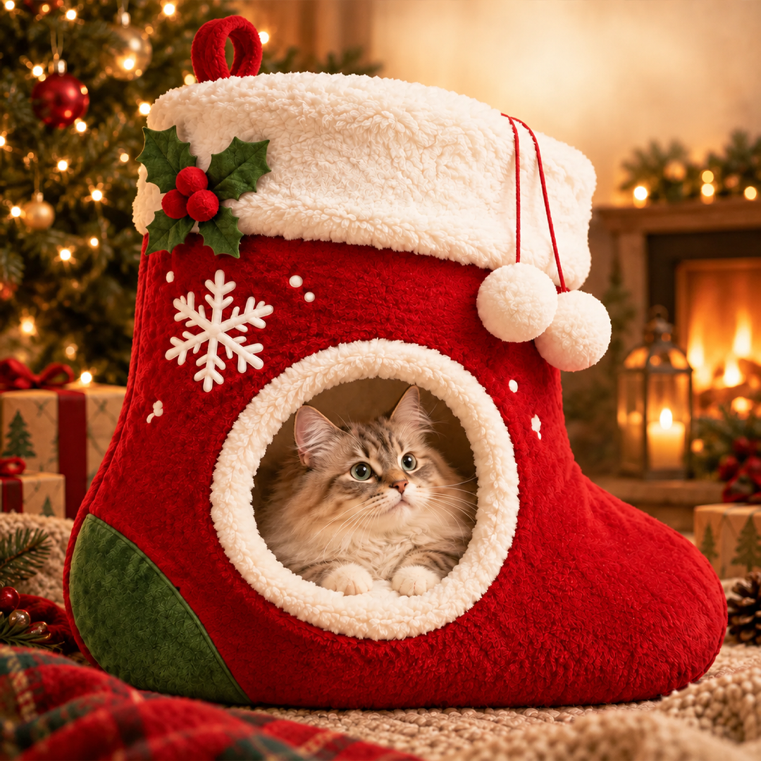 Christmas Stocking Cat Cave Bed
