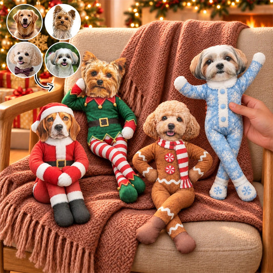 Personalized Christmas Costume Pet Poseable Plush Doll with Funny Pet Photos