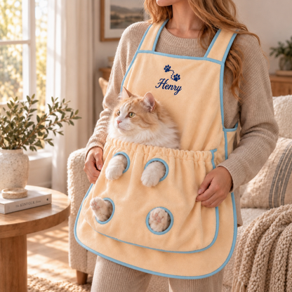 Puptailor Personalized Cat Cuddle Apron-Wearable Lap Protector For Brushing, Grooming And Nail Trimming