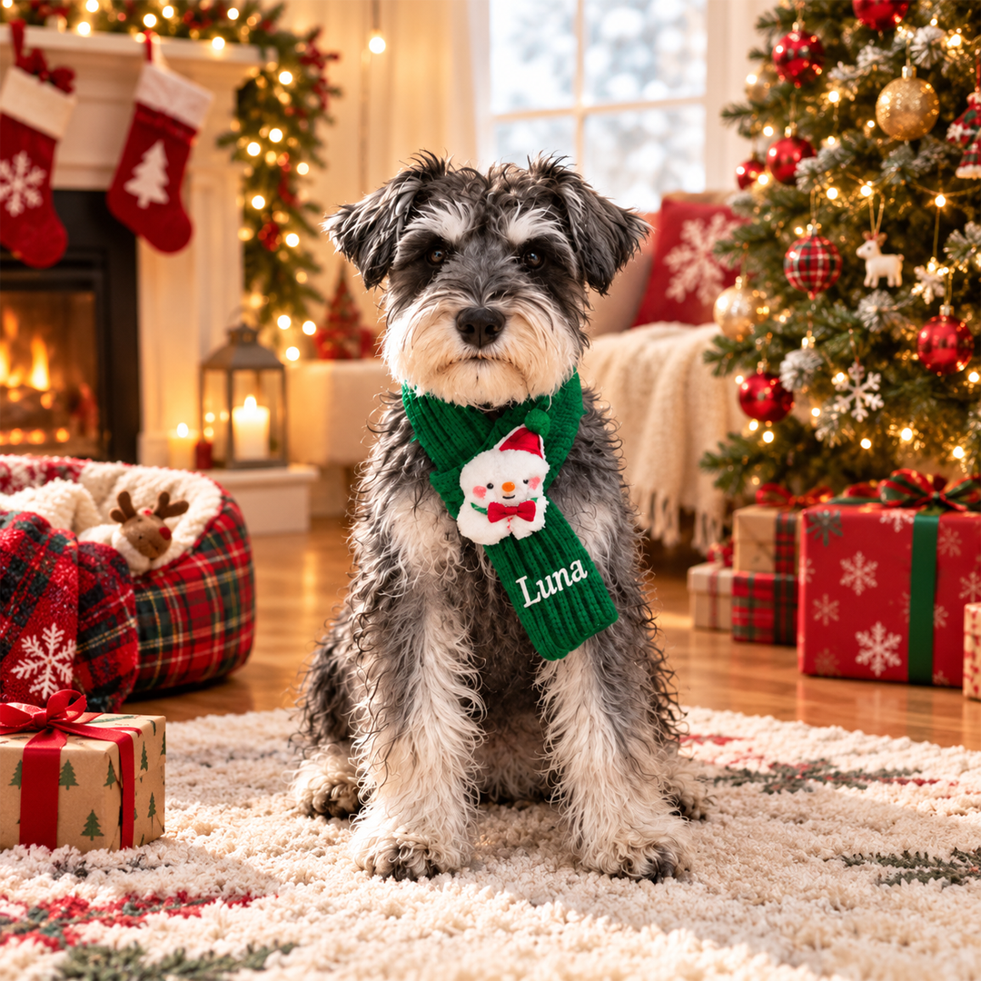Personalized Knit Christmas Pet Scarf