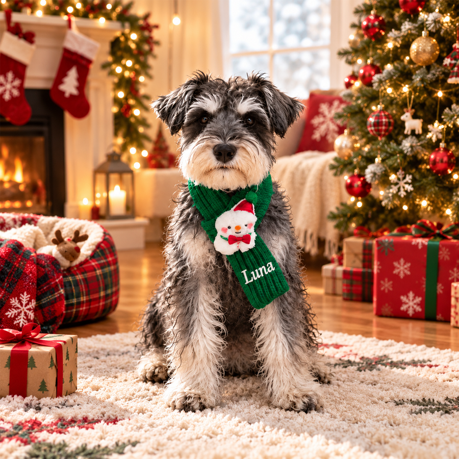 Personalized Knit Christmas Pet Scarf