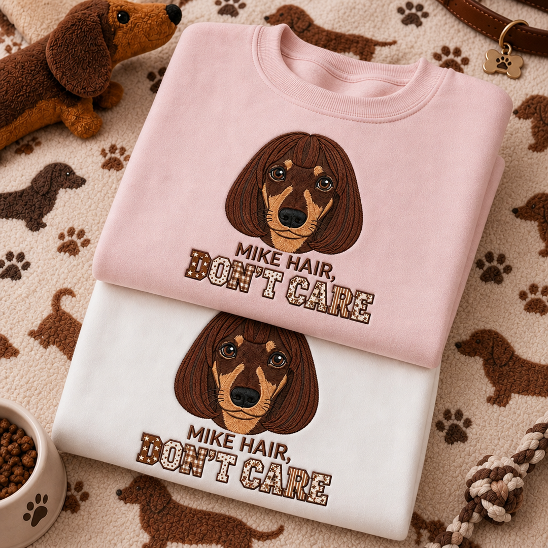 Custom Hair Don't Care Pet Portrait Sweatshirt with Name
