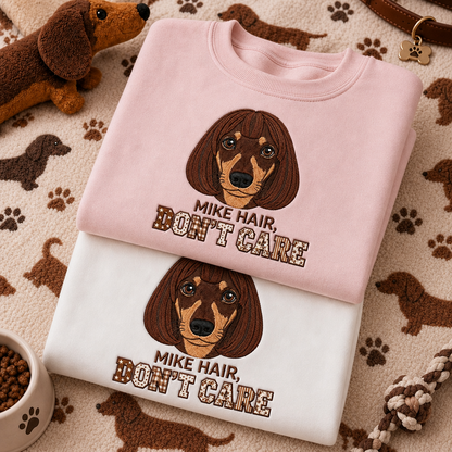 Custom Hair Don't Care Pet Portrait Sweatshirt with Name