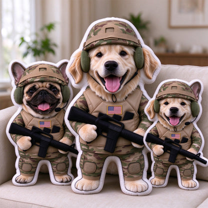 Personalized Pet Portrait Military-Uniform-Shaped Throw Pillow