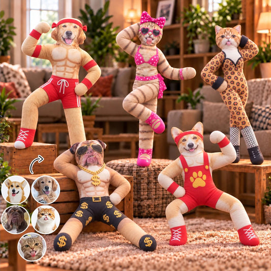 Personalized Funny Pet Poseable Plush Doll with Pet Photos
