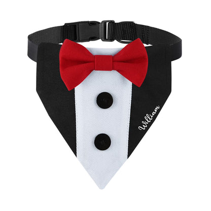 Personalized Embroidered Name Tuxedo-Style Dog Bandana
