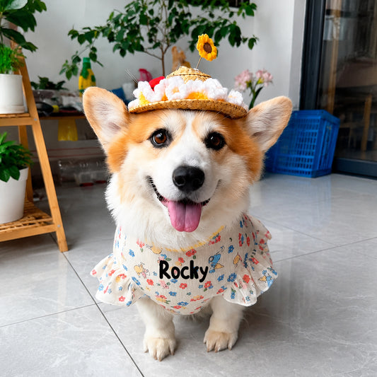 Personalized Cute Floral Ruffle Dog Dress