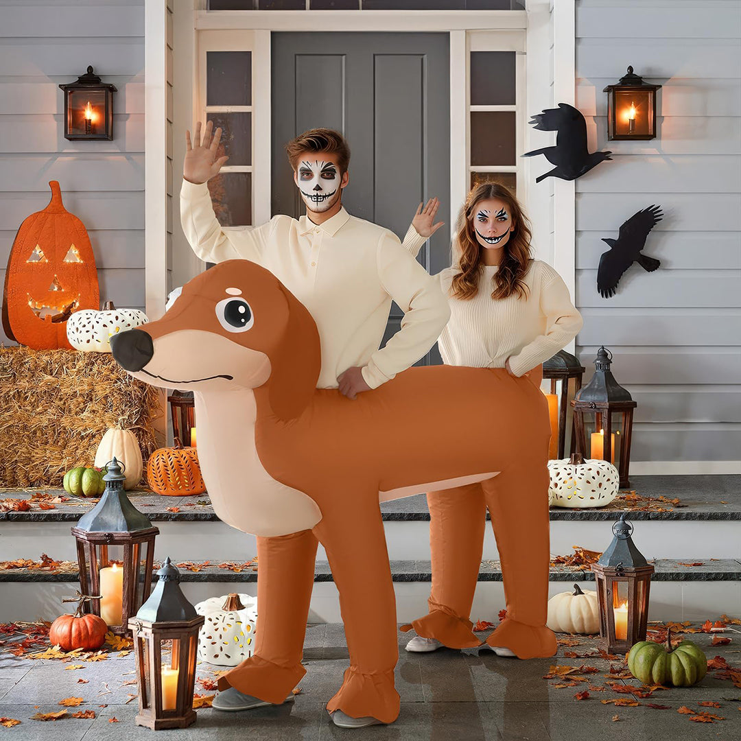Halloween Inflatable Double‑Rider Dachshund Costume for Adult