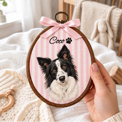 Custom Realistic Pet Portrait Hoop Ornament