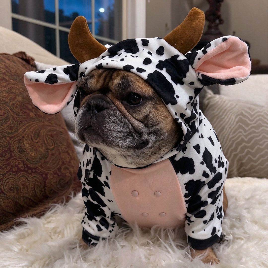 Cow-Print Flannel Pet Onesie Costume