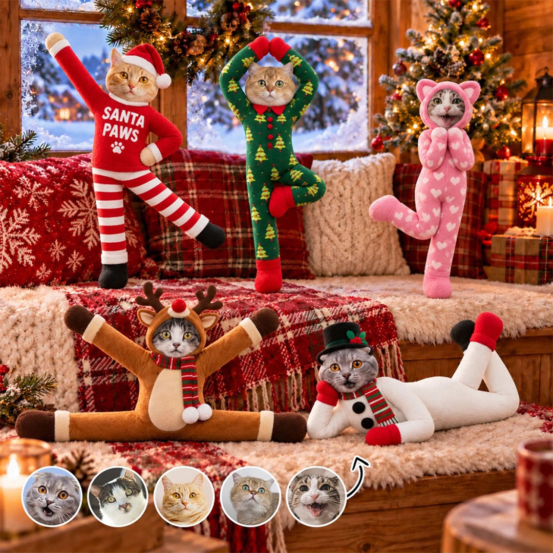 Personalized Christmas Costume Poseable Plush Doll with Funny Pet Photos