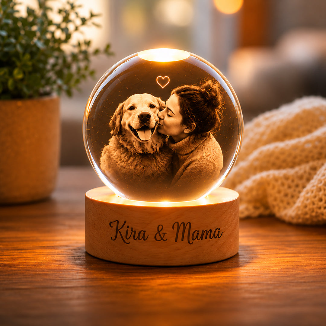 Personalized Pet Memorial Crystal Ball Night Light