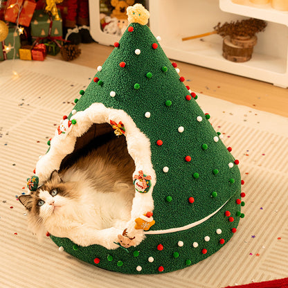 2-in-1 Convertible Christmas Tree Cat Bed