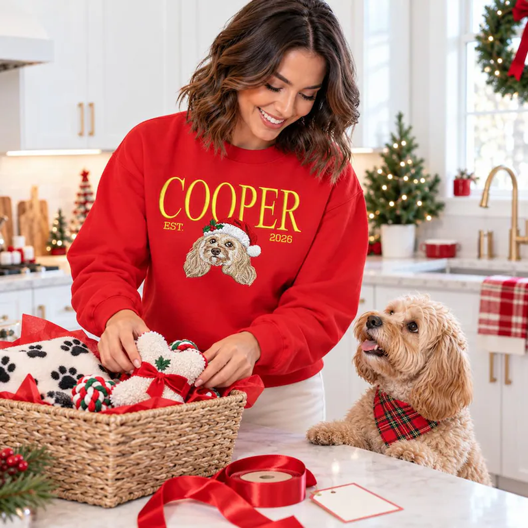 Custom Est. Year Pet Portrait Christmas Sweatshirt