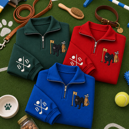 Personalized Golf Dog Breed Quarter Zip Sweatshirt