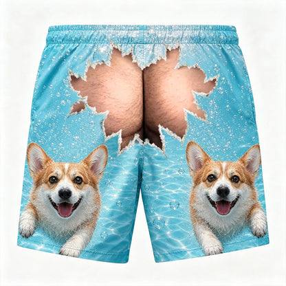 Personalized Men's Custom Dog-Face Swim Trunks