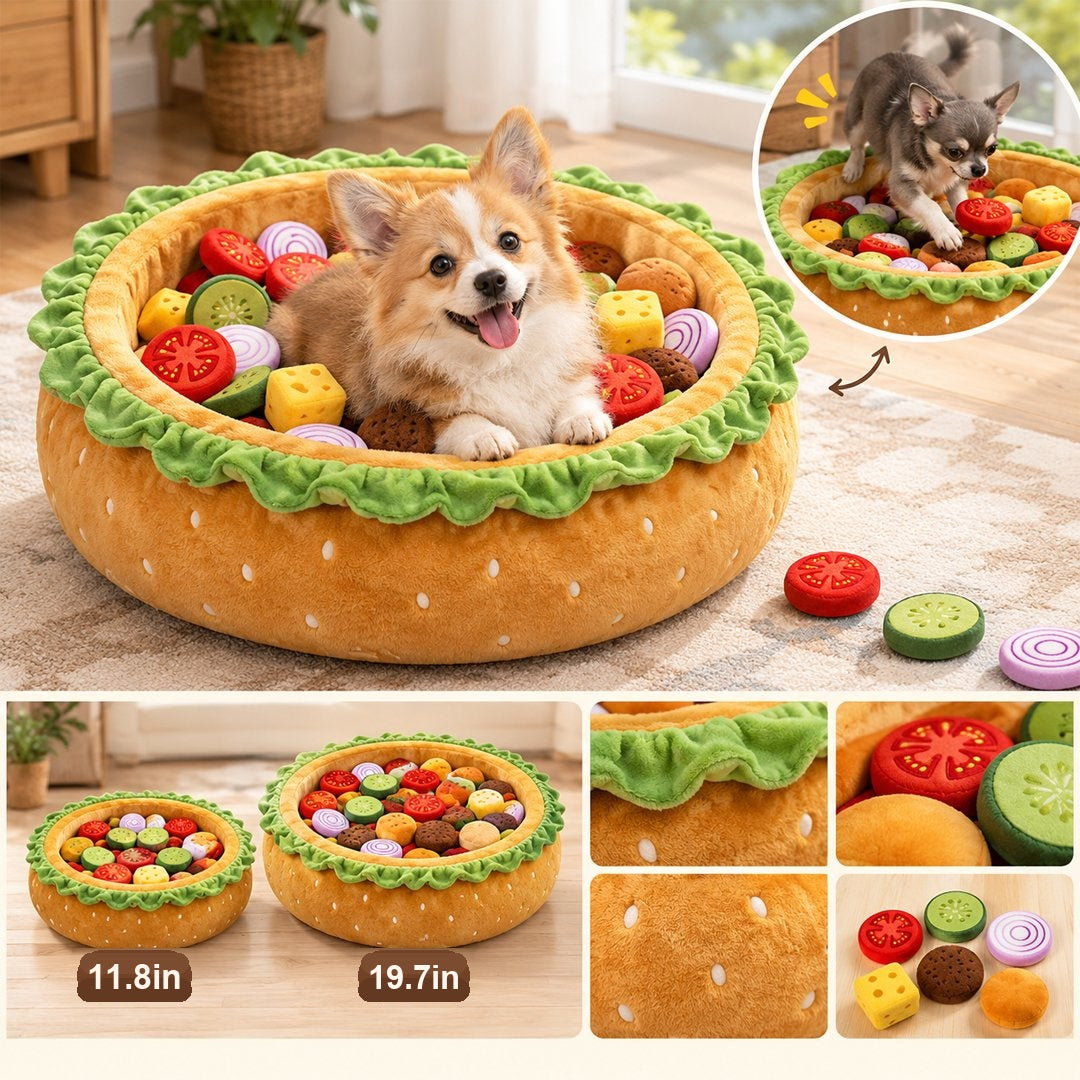 Puptailor Personalizaed Burger Ball Pit-Funny Hamburger Shaped Pet Bed