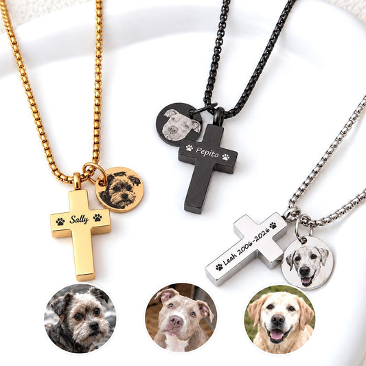 Personalized Stainless Steel Cross Necklace for Pet Ashes