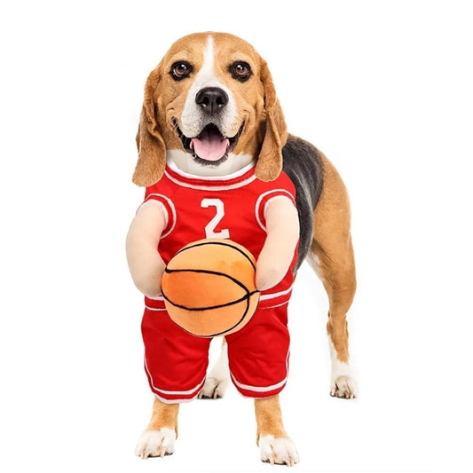 Basketball Player Dog Costume with Ball