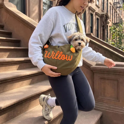 Puptailor Personalized Small Dog Carrier Bag With Embroidered Name