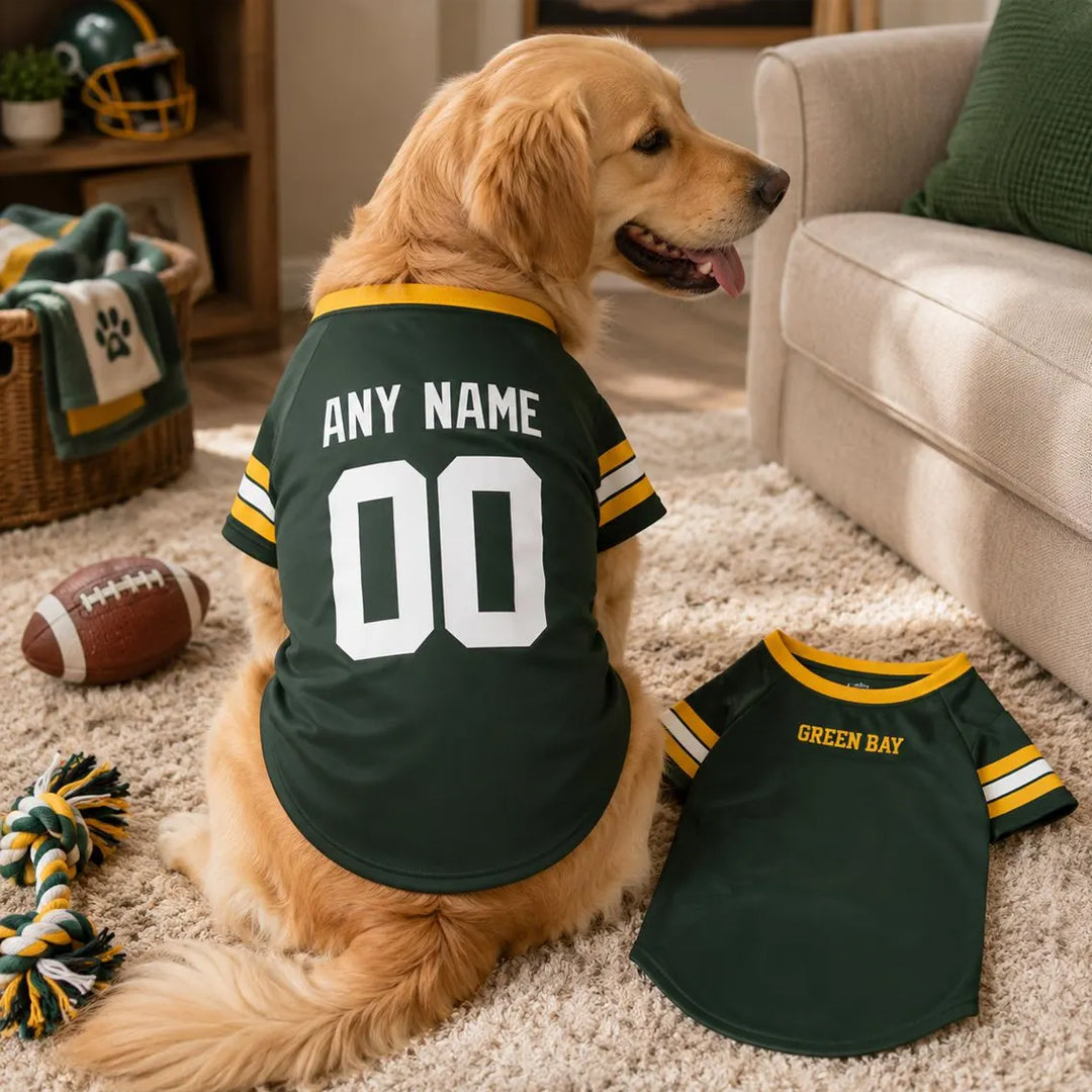 Puptailor Personalized Green Bay Football Dog Jersey with Name and Number Pet Shirt