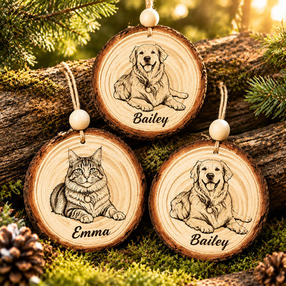 Custom Pet Portrait Wooden Ornament