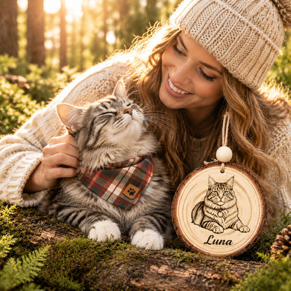 Custom Pet Portrait Wooden Ornament