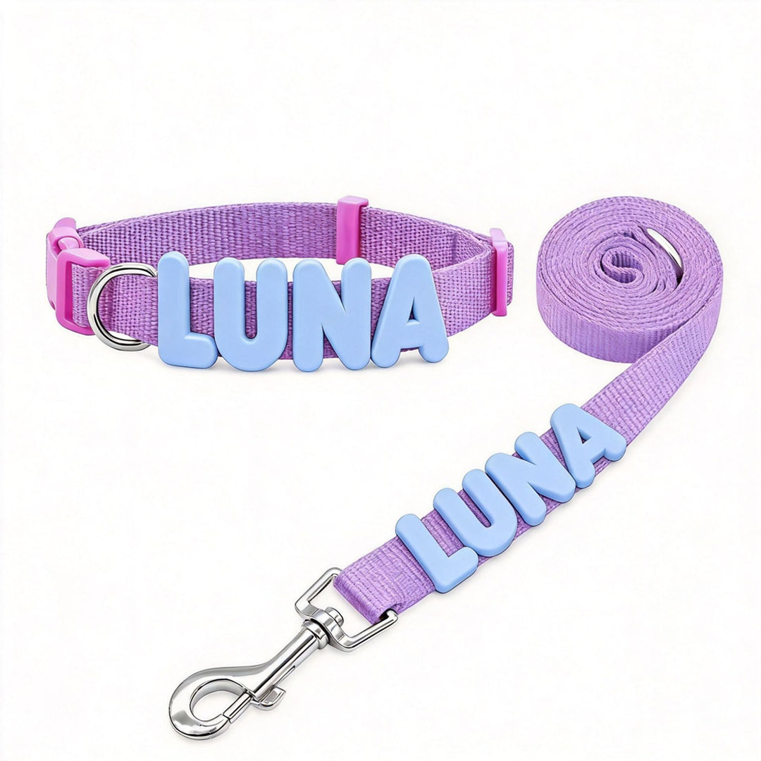 Personalized Letter Pet Leash and Collar Set