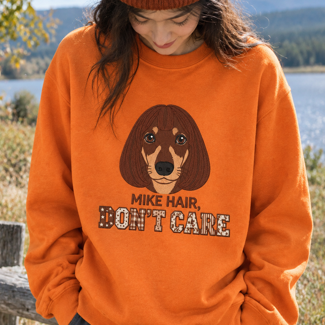 Custom Hair Don't Care Pet Portrait Sweatshirt with Name