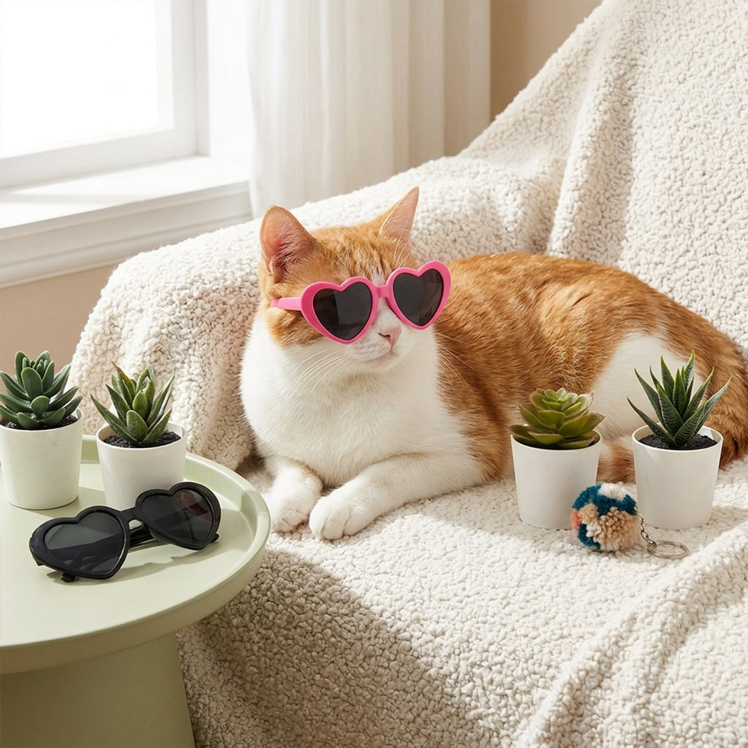 Stylish Heart-Shaped Pet Glasses