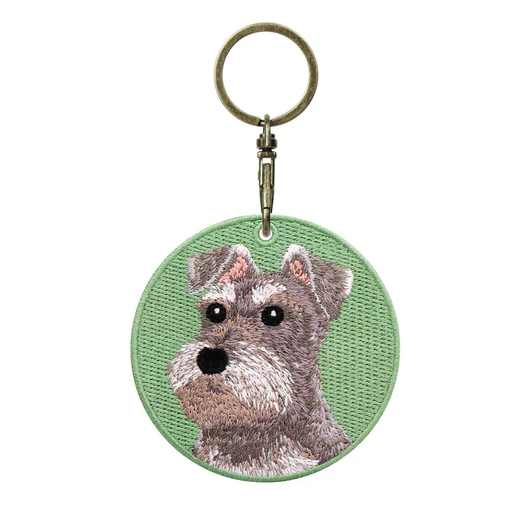 Personalized Custom Embroidered Pet Portrait Keychain