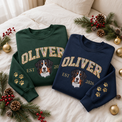 Custom Floral Letter Pet Portrait Sweatshirt